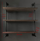 Industrial Pipe Wall Shelves with Real Wood Plank ,36 Inches Floating Shelves for Wall Farmhouse Book Shelves Dark Brown 3 Tier for Kitchen,Living Room Decor and Bar Shelving