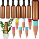6 Sets Plant Watering Devices Include Terracotta Self Watering Spikes and 26 oz Plastic Bottles, Slow Release Vacation Insert Automatic Plant Waterer Device (Brown and Mixed Color) by GreenHaven Gardens