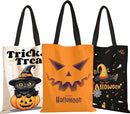 TYL&TYS Halloween Treat Bags, 3Pcs Trick or Treating Bags, Halloween Candy Canvas Tote Gift Bags (Trick or Treat, Cat, Pumpkin), Reusable Grocery Boo Basket Bag for Kids by TinyTreasures Baby Boutique