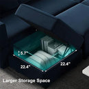 Belffin Modular Velvet Sectional Sofa with Chaise Lounge Sectional Sleeper Sofa with Storage Chaise Bed Couch for Living Room Blue by CozyNest Decor