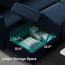 Belffin Modular Sectional Sofa with Ottomans Velvet Reversible Sleeper Sectional Sofa with Chaise Modular Sleeper Sofa Bed with Storage Seat Blue by CozyNest Decor