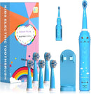 Kids Sonic Electric Toothbrush, Rechargeable Smart Toothbrush for Children Toothbrush for Toddlers Boys Girls Age 3-12 with 30s Reminder, 2 Mins Timer, 6 Modes, 6 Brush Heads, Wall-Mounted Holder by TinyTreasures Baby Boutique