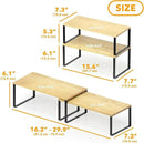 SpaceAid Cabinet Shelf Organizers 2 Pack, Kitchen Counter Rack Shelves Riser, Stackable Expandable Spice Rack, Pantry Cupboard Storage Organization (Black and Natural, Long) by CozyNest Decor