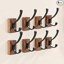8 Pack Wooden Wall Hooks for Hanging, Adhesive Mounted & Wall Mounted Nature Wood Coat Hooks for Towel Clothes Blanket Hat Backpack Robe Nursery Door Board Entryway Key Holder by CozyNest Decor