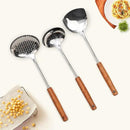 FJNATINH Wok Spatula - Ladle - Skimmer - Stainless Steel Wok Tools,Wok Utensil,Mirror Polished Stainless Steel Cooking Utensils 14.6-15.2" Kitchen Utensils Cookware, Pack of 3 by CozyNest Decor