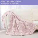 Bigacogo Chunky Knit Throw Blanket for Couch, 40x80 inches, 100% Hand Knitted with Thick Jumbo Chenille Yarn, Cozy Soft Large Rope Knot Cable Crochet Blankets for Sofa Bed Living Room, Rose Tan by CozyNest Decor
