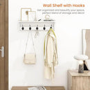 Homode Coat Rack with Wall Shelf and Hooks - 24 Inch Long, Wooden Hanging Coat Hanger with Hat Shelf for Entryway, Bathroom, Mudroom, White by CozyNest Decor