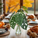 Artificial Flowers Turtle-Back, Alocasia Leaf, in Glass Vase with Faux Water,7Pcs Artificial Leaves Real Touch Latex Leaves for Centerpiece (2, Turtle-Back Leaf) by CozyNest Decor