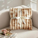 Amélie Home Faux Fur Throw Blanket for Couch, Cozy Fuzzy Fluffy Fur Luxurious Soft Striped Plush Gift Blankets for Family Sofa Chair Bed Living Room Bedroom, 55"x70", Tie-dye Khaki by CozyNest Decor