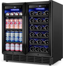 30 Inch Wine and Beverage Refrigerator, Upgrade Dual Zone Wine Cooler, 30'' Wine beverage Fridge Built in or Freestanding Under Counter Large Capacity Glass Door Advanced Cooling System,Black by CozyNest Decor