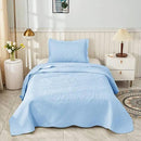 MarCielo 3-Piece 100% Cotton Oversized Bedspread Lightweight Quilt Coverlet Embroidery Farmhouse Bedding Set T0 (Light Blue, Twin (68"x86")) by CozyNest Decor