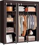 SORCEDAS Portable Wardrobe Closet Storage Organizer Metal Hanging Rack Non-Woven Fabric (Coffee, 51 Inch) by CozyNest Decor