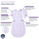 Nested Bean Air 6-in-1 Adaptable Baby Sleep Sack - Unweighted - Comfort & Safety for Natural Sleep, Preferred Arm Position Reduces Startle Reflex, Better for Baby, NB (7-13lbs) Lavender by TinyTreasures Baby Boutique