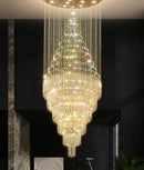 Flashing God D48''X H120''High Ceiling Chandelier Crystal Raindrop Chandeliers Large Villa Chandelier Entrance Foyer Hight Ceiling Lighting LED Dimmable 2700K-4500K-6000K 24 LED Bulbs Include by CozyNest Decor