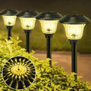8 Pack 3 Mode Solar Pathway Lights for Outdoor Color Changing/Warm White/Bright White Waterproof Garden Stainless Steel Landscape Path Lighting Walkway Yard Lights Glass LED RGB Black by GreenHaven Gardens