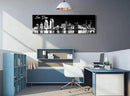 DJSYLIFE San Diego Skyline Wall Art Black and White Night View USA Cityscape California Pictures Artwork Painting Poster for Bedroom Office Decoration Stretch Framed Ready to Hang 13.8"x47.3" by CozyNest Decor