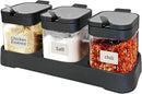 XIUDI Glass Spice Jars(3 piecesset)，Seasoning Containers with 304 Stainless Steel Lids and Spoons，Clear Glass Condiment Canisters Pots Seasoning Box Salt Container Sugar Bowl，for Kitchen, by CozyNest Decor