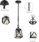 LOG BARN Outdoor Pendant Light Fixture, Farmhouse Exterior Lights, Anti-Rust Ceiling Outdoor Light with Seeded Glass, Lantern Hanging Light for Front Door, Entry, Porch, and Gazebo by CozyNest Decor