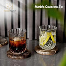 Marble Coasters Set of 4, Natural Gray Stone 4 Inch/10 cm, Modern Round Travertine Drink Coasters for Home Decor, Coffee Table, Office by CozyNest Decor