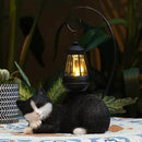 Solar Cat Statues with Lantern for Garden Outdoor Statue, Garden Lawn Outdoor Cat Statue, Cat Figurines Crafted Garden Sculptures & Statues for Patio, Yard, Lawn & Porch Gardening Gifts for Mom(13") by GreenHaven Gardens