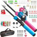Kids Fishing Pole Kit, 59'' Telescopic Rod and Reel Beginner Combo with Spincast Reel,Tackle Box, Carrier Bag,Fishing Gear for Boys,Girls, Toddler,Youth by TinyTreasures Baby Boutique