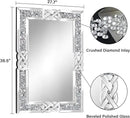Crushed Diamond Decorative Wall Mirrors, 27.7x39.5 Inch Rectangle Living Room Mirrors for Wall Decor, Modern Glam Bathroom Dining Room Entryway Mirror Silver by CozyNest Decor