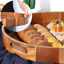 Extra Large Round Serving Tray, 20INCH, Heavy Duty Acacia Wood Trays for Big Ottoman Coffee Table Counter Giant Decorative Organizer Tray, Huge Kitchen Serveware Cheese Board Charcuterie Tray by CozyNest Decor