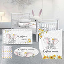 Custom Nursery Crib Bedding Set: 4 Piece Yellow Floral Elephant Design Baby Crib Sets for Girls with Personalized Name - Toddler Double Layer Blanket Set, Comfortable Crib Bed Sheets for Baby Toddlers by TinyTreasures Baby Boutique