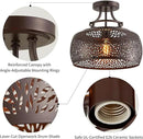 WUZUPS Chandelier Rustic Farmhouse Industrial Round Semi-flushmount Ceiling LED Light Fixture with Later-Cut Openwork Drum Shade, H 11.8" x W 13.4", Oil Rubbed Bronze by CozyNest Decor