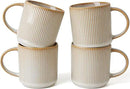 famiware Coffee Mug Set for 4, Star 12 oz Catering Mugs Cup Set with Handle for Coffee, Tea, Cocoa, Milk - Ceramic Stoneware Drinkware Set, Cappuccino White by CozyNest Decor