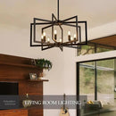 Modern Farmhouse Black Chandeliers for Dining Room, 8-Light Industrial Metal Chandeliers Geometric Pendant Lights Kitchen Island for Entryway Stairway Foyer Hallway by CozyNest Decor