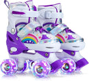 Girls Roller Skates for Kids Beginners 4 Size Adjustable Roller Skates, Light UP 8 Wheels for Girls Roller Skate Fun Illuminating Roller Skate for Kids Boys patines para niñas by TinyTreasures Baby Boutique