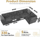 Modular Sectional Sofa with Chaise U Shaped Sectional Couch for Living Room, 5-Seater Comfy Cloud Couches, Plush Corduroy, Gray by CozyNest Decor