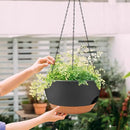 2 Pack Hanging Planters for Indoor Outdoor Plants, 12 Inch Self Watering Hanging Pot with Drainage Holes and Saucer, Plastic Plant Pots, Black Brown Flower Pots for Kitchen, Balcony, Garden by CozyNest Decor