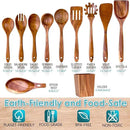 Wooden Spoons for Cooking, Acacia Wood Cooking Utensils Set – 11 Piece Wooden Kitchen Tools with Holder, Spoon Rest, Nonstick Cookware Safe by HOWHONG by CozyNest Decor