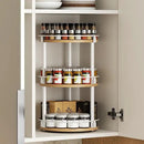 3-Tier Lazy Susan Organizer, Rotating Spice Rack, Spinning Organizer, Industrial Turntable Spice Rack Organizer for Cabinet, Kitchen Countertop, Pantry, White and Natural SR23WN by CozyNest Decor