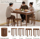 Stackable Stools Set of 4,4-in-1 Wood Stool,Round Wooden Stools with Anti-Slip Foot Pads for Kitchen,Bedroom,Living Room,Bar,No Assembly Required Durable and Space-Saving Design,18 inch (Walnut) by CozyNest Decor