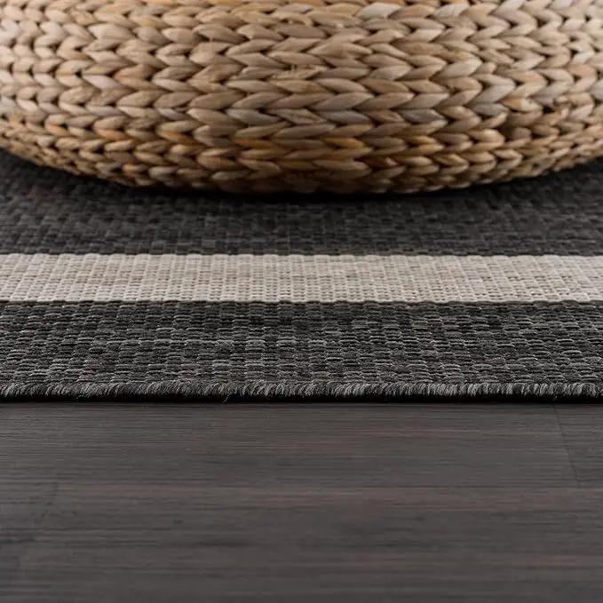 CAMILSON Outdoor Rug 8x10,Modern Outside Rugs for Patios Porches Waterproof Durable Washable Non-Shedding, Easy-to-Clean Indoor Outdoor Area Carpet (8 x 10, Bordered - Dark Gray/Light Gray), photo 7 of 10