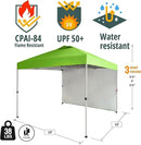 CROWN SHADES 10x10 Pop Up Canopy with 1 Side Wall - Beach Tent with One Push Setup - Outdoor Sun Shade for Events, Parties, Camping - Gazebo with STO-N-Go Cover Bag (Green) by GreenHaven Gardens
