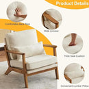 Karl home Accent Chair Wide Armrest Mid-Century Lounge Chair Linen Fabric Armchair with Lumbar Pillow & Solid Wood Frame for Living Room, Bedroom, Balcony, Beige by CozyNest Decor