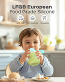 Silicone Reusable Baby Food Pouches with Straws, 4 Pack Leakproof Refillable Squeeze Pouches, Dishwasher, Freezer, Microwave Safe, 5OZ Baby Food Storage for Homemade Puree, Yogurt by TinyTreasures Baby Boutique