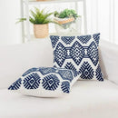 HWY 50 Navy Blue Decorative Throw Pillow Covers 18x18 Inch, Pack of 2 Embroidered Cotton Farmhouse Cushion Cover Pillow Case for Sofa Couch Living Room Bed Bedroon, Diamond Geometric Design by CozyNest Decor