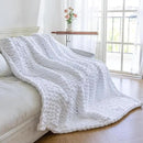 Chunky Knit Blanket - Luxury Soft Cozy 40 * 50 Throw Blanket,100% Woven Blanket Rope Knot Throw Blanket for Couch, Sofa, Home Decor, Gift - Machine Washable(White) by CozyNest Decor