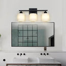 Milk Glass Vanity Lights for Bathroom, 3 Light Matte Black Bathroom Light Fixtures Over Mirror, Ceramic E26 Sockets Wall Mounted by CozyNest Decor