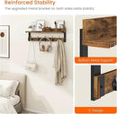 Homode Coat Rack with Shelf, Wall Shelf with Hooks, 26 Inch Long Coat Hanger Wall Mount with Key and Mail Holder, Wood Entryway Shelves for Hanging Hat Jacket Backpack Purse, Rustic Brown Black by CozyNest Decor