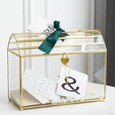 Wedding Card Box with Slot, 12.2'' Large Glass Card Boxes for Reception, Gold Card Holder, Clear Decorative Storage Box with Lock for Baby Shower, Birthday Party, Christmas, Bridal Shower by CozyNest Decor