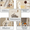 YUFU 5 in 1 Toddler Slide, Kids Slide with Climber, Basketball Hoop and Ball, Outdoor Indoor Playset for Toddlers Age 1-3 (Beige+Gray) by TinyTreasures Baby Boutique