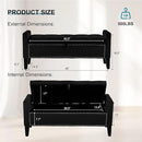 Storage Ottoman Bench, Velvet Upholstered Footstool for Bedroom and Living Room, Tufted Seat with Storage, Wooden Legs & Metal Rivets, Black by CozyNest Decor