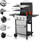 3-Burner Propane Gas BBQ Grill with SS Plancha, 36,900 BTU Output, Wire Enamel Grids, Foldable Side Table and Hanging Basket, Stainless Steel Grill for Patio Use by GreenHaven Gardens
