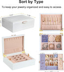 Small Jewelry Organizer for Women, 2-Layer Travel Jewelry Box with Portable Case, Necklace Ring Storage for Dresser, Girls Teens Gifts (White) by TinyTreasures Baby Boutique